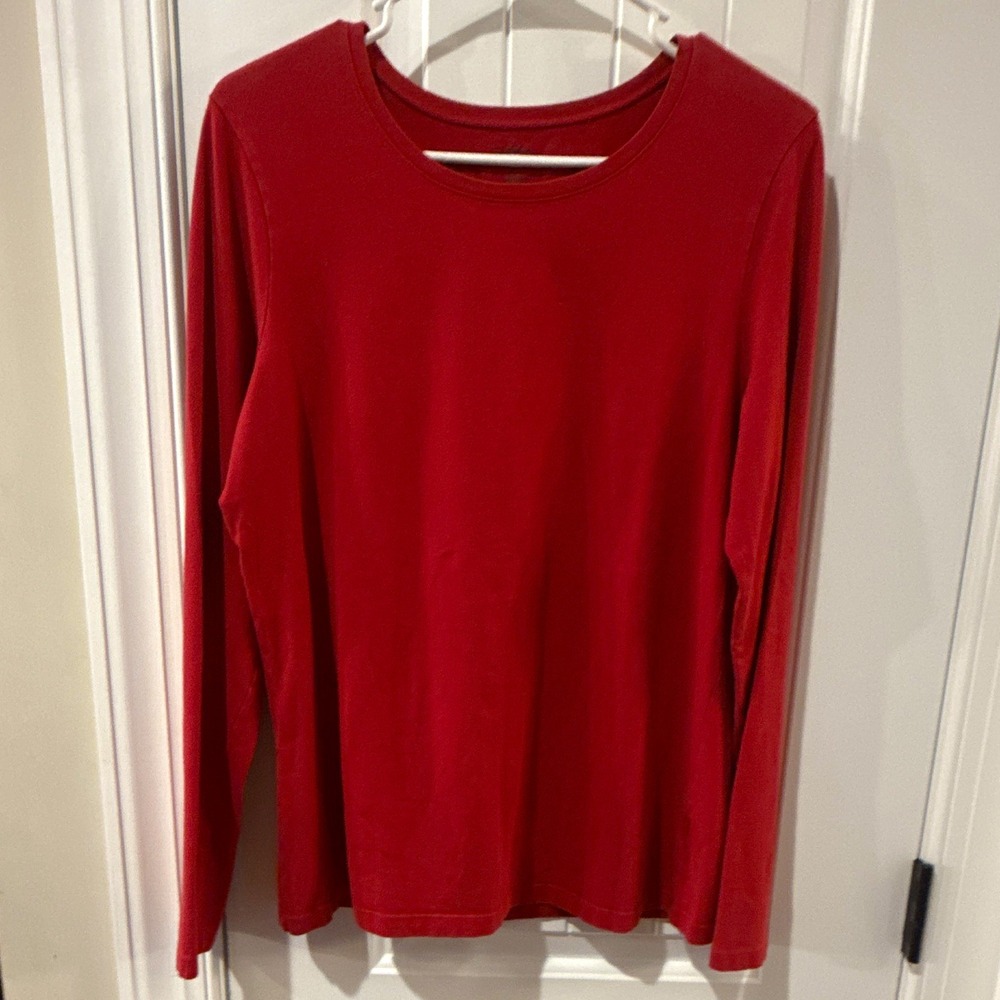 Old Navy Womens Red Solid Knit Crew Neck Long Sleeve T-Shirt XL